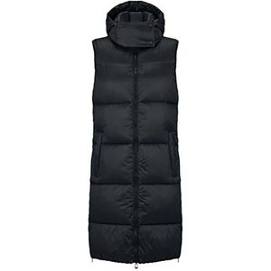 HUGO Dames Fera-1 lang vest met capuchon van gerecycled weefsel, zwart 1, L
