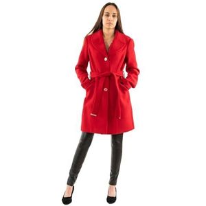 Jas - Rood - Wol - Eenvoudige Knoopsluiting - 2 Klepzakken