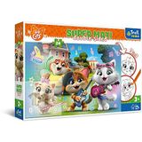 Trefl Primo - 44 Cats, Vrolijke Katten - 3in1: puzzels 24 Grote Elementen, Kleurboek, Spel met Kleurelementen, Kleurrijke Puzzels met Sprookjesfiguren 44 Katten, leuk voor Kinderen vanaf 3 jaar