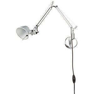 Artemide - Tolomeo Faretto Micro wandlamp. Hoogwaardige wandlamp met draai- en zwenkbare spot van aluminium. Made in Italy, L 49 H 41 cm