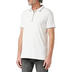 Armani Exchange Hidden Buttons, stretch katoenen poloshirt voor heren, wit, S