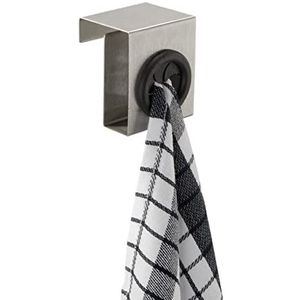WENKO Deurhaak push mat, keukenhaak met push & pull-functie, ideaal om op te hangen aan de lade en de kastdeur in de keuken, van geborsteld en roestvrij staal, 5 x 6 x 4 cm, zilver