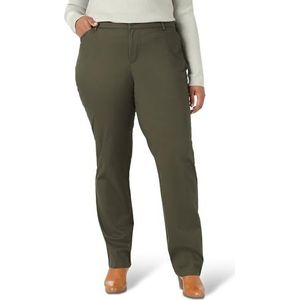 Lee Women's Size Wrinkle Free Relaxed Fit Straight Leg Pant, Frontier Olive, 22 Plus Medium