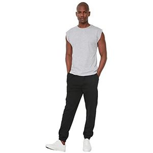 Trendyol Heren grijze mannelijke basic reguliere pasvorm 100% katoen ronde kraag Zero mouw Athlet T-shirt, grijs, medium
