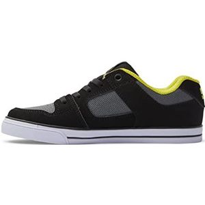 Dcshoes Pure - Leather Shoes Sneaker, Black Lime Green, 35 EU