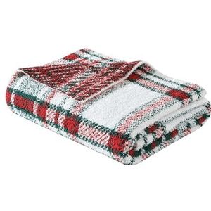 Nautica - Deken, luxueus zacht chenille gebreid beddengoed, geruite woondecoratie, Oeko-Tex gecertificeerd (Emmet Plaid Red, 50 x 70)