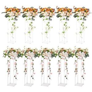 VEVOR 60 cm hoge bloemenstandaard voor bruiloft, 10 stuks, met acryllaminaat, acryl vaas, kolom, geometrisch middelpunt, bloemendisplayrek voor T-stage-evenementen receptie, feestdecoratie thuis