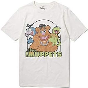 Recovered The Muppet Show Retro T-Shirt - Kermit The Frog, Gonzo, Fozzie - Blauw - Officieel gelicentieerd - Vintage Style, handbedrukt, Slub materiaal in natuurlijke kleuren, S