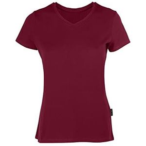 HRM Dames Luxe V-hals T-shirt, Bordeaux, Maat M I Premium Dames V-hals T-shirt Gemaakt van 100% Biologisch Katoen I Dames Basic Shirt Wasbaar tot 60°C I Hoogwaardige en Duurzame Damestops