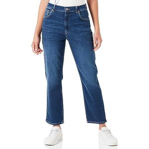 GANT Dames Cropped Slim Jeans, Dark Blue Broken IN, standaard, Dark Blue Broken in, 28W