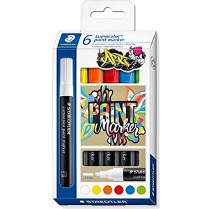 STAEDTLER 349 C6 Lumocolor verf markers - diverse kleuren (Pack van 6)