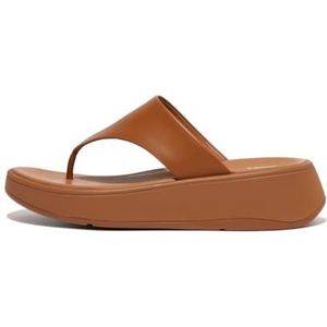Fitflop Dames F-Mode lederen platte teenpost sandalen, licht bruin, 4.5 UK, Lichtbruin, 37.5 EU