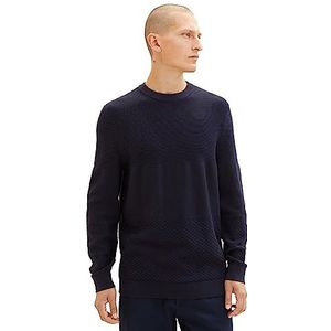 TOM TAILOR Gebreide trui met ronde hals voor heren van katoen, 10668-sky Captain Blue, XL