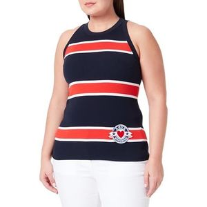 Love Moschino Dames Slim fit tanktop, blauw wit rood, 42, Blauw wit rood, 42