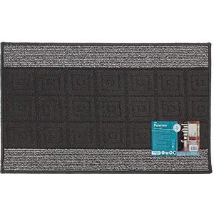 JVL Palmero deurmat met latex achterkant, machinewasbaar, zwart/grijs, 40 x 70 cm