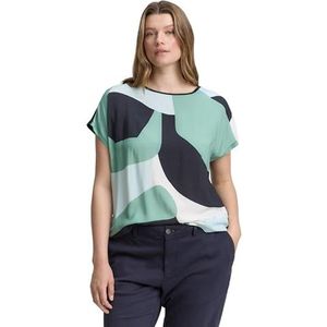 TOM TAILOR Plussize T-shirt voor dames, 38043 - Faded Green Abstract Flower, 46 Grote maten