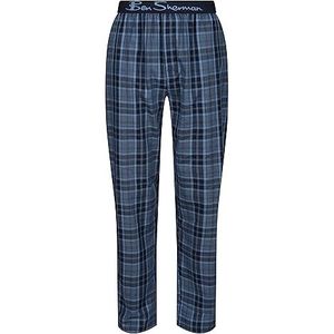 Ben Sherman Heren loungebroek in blauw geruit | Lichtgewicht met elastische tailleband en zijzakken - 100% katoen, Blauw, XL