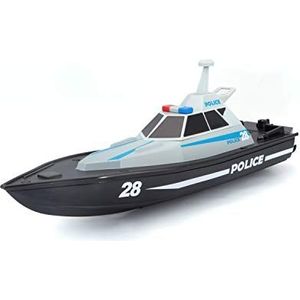 Bauer Spielwaren M82196 Tech R/C politieboot: op afstand bestuurbare speelgoedboot in politie-look, 35 meter bereik, accu met USB-oplaadfunctie, 34 cm, zwart -582196