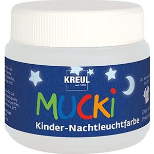KREUL 24500 - Mucki night glow paint voor kinderen, 150 ml blik, uitwasbare effectverf voor kinderen op waterbasis, aan te brengen met vingers, kwast en spatel.
