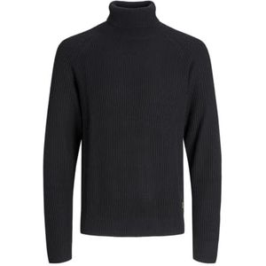 Jack & Jones - JJPANNEL KNIT ROLL NECK - Coltrui - Zwart - Relaxed Fit