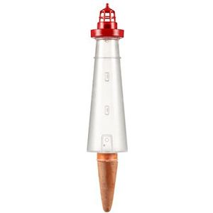 Scheurich Lighthouse XL, waterreservoir van kunststof, kleur: Lighthouse XL, rood/transp., 12 cm breed, 9 cm diepte, 40,8 cm hoog, 0,5 l vol.