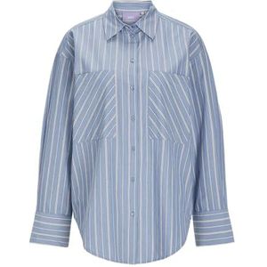 Jxtessa Ls Poplin RLX Shirt WVN Sn, Coronet Blue/Stripes:aop, L