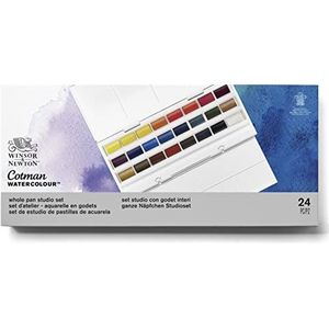 Winsor & Newton 0390084 Cotman aquarelverf, uitstekende transparantie, kleursterkte, tintsterkte en goede schildereigenschappen - Studio Set