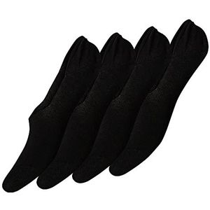 Pieces 4-paar invisible footies sneaker sokken - 39/41- Zwart - Zwart