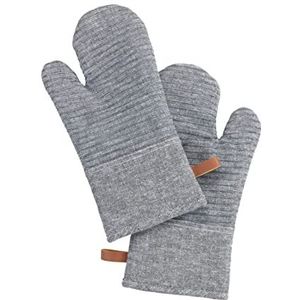WENKO Ovenhandschoenen Ada Stripes, 1 paar handschoenen met siliconen noppen voor een stevige grip bij het hanteren van hete bakplaten, bakvormen en potten, met lus om op te hangen, wasbaar, grijs