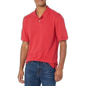 Amazon Essentials Men's Poloshirt van piqué-katoen met normale pasvorm (verkrijgbaar in grote en lange maten), Rood, S