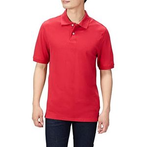 Amazon Essentials Men's Poloshirt van piqué-katoen met normale pasvorm (verkrijgbaar in grote en lange maten), Rood, S