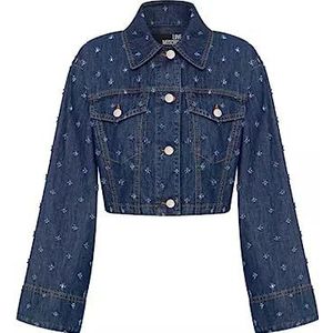 Love Moschino Cropped Trucker Jacket Damesjas, Donkerblauw Denim, 34