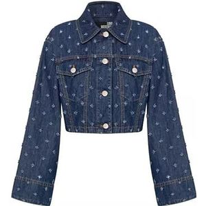 Love Moschino Cropped Trucker Jacket Damesjas, Donkerblauw Denim, 34