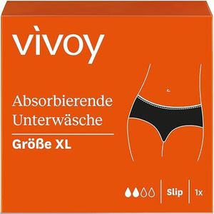 Vivoy Discreet absorberende slip XL zwart, discrete hygiënische was, absorberend bij lichte blaaszwakte, wasbaar en herbruikbaar incontinentieondergoed voor dames