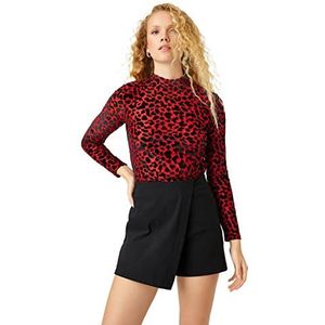 Turtleneck T-shirt Velvet Detail lange mouwen, rood (401), XS