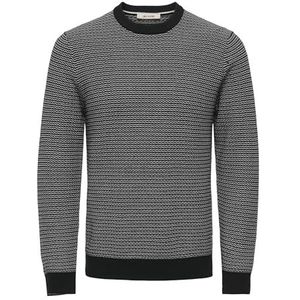 ONLY & SONS - Gemêleerd Zwarte Trui - Gebreide Trui - Regular Fit