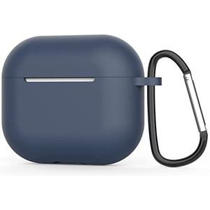 Compatibel met Apple AirPod 3rd Generation 2021 Case Cover, siliconen beschermaccessoires Skin met sleutelhanger, front-LED zichtbaar - nachtblauw