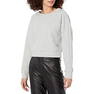 Armani Exchange Dames Crop, Studs On Sleeve, Back Ribbon Bow Sweater, grijs, M