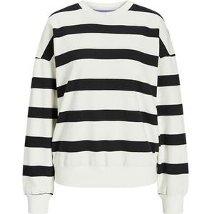 Jack & Jones Jxella RLX Stripe Ls Crew SWT Sn, Zwart/Stripes: vanilla Ice, M