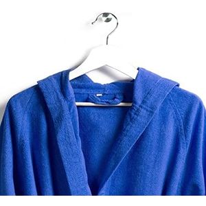 Caleffi - Badjas met capuchon van badstof, effen, L/XL, blauw