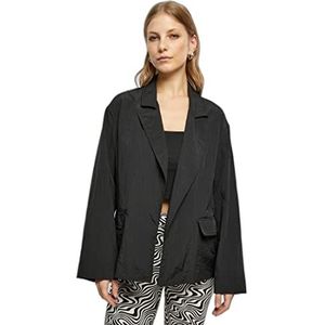 Urban Classics Dames oversized crinkle nylon blazer jas voor dames, zwart, M