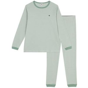 Petit Bateau Pyjama voor kinderen van katoen met strepen, Wilg/Marshmallow, 18 Jaar