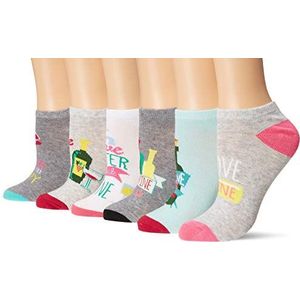 K. Bell Socks Women's 6 Pair Pack Fun Food and Beverage Novelty Low Cut No Show Socks, Wine Time (White Assorted), Shoe Size: 4-10