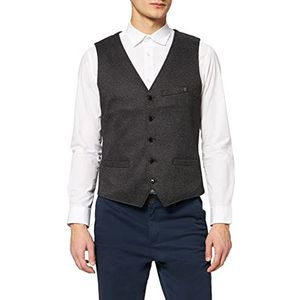 TOM TAILOR Uomini Vest in wollook 1028770, 28491 - Black Twill Structure, 44