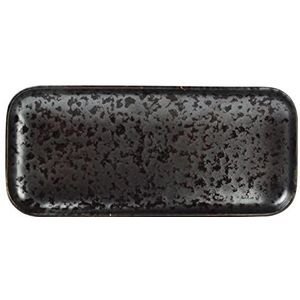 Fine Dining & Living Oxido Black Porseleinen Serveerplaat, zwart, 220 mm lengte, 100 mm breed, 4 stuks
