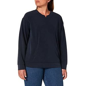 Samoon Dames sweatshirt lange mouwen sweatshirt effen, Donkerblauw, 42/Grote Maten
