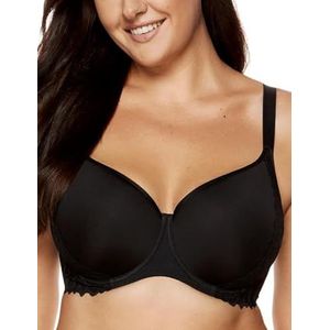 Gorteks Lingerie Eclipse-B5 gewatteerde comfortabele beha. Klassieke beha met naadloze cups, comfort dames beha met beugel, beha voor grote en kleine borsten - 85B, zwart, zwart, 85B
