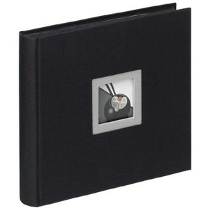 walther design fotoalbum zwart 26 x 26 cm linnen met omslaguitsparing, zwart-wit FA-209-B