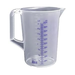 hünersdorff Maatbeker 2 l | polypropyleen (PP) | onbreekbaar en vaatwasmachinebestendig | gesloten handvat | blauwe schaal, transparant + blauw