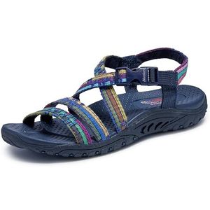 Skechers Dames Reggae-Sew Me-Boho geweven riempjessandaal met slingback, marine Multi, 37 EU
